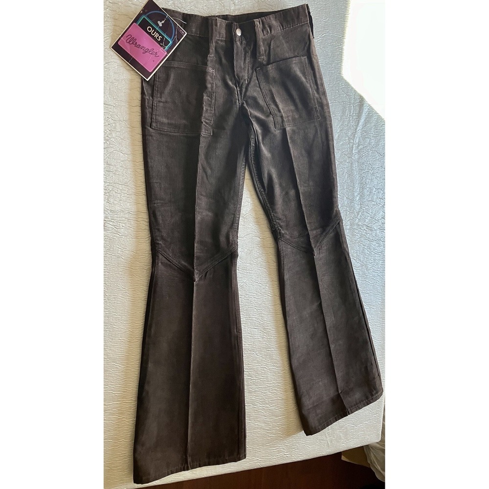 Jr 5 Wrangler Brown Corduroy Flare Pants Deadstock 70s Patch Pocket USA Made